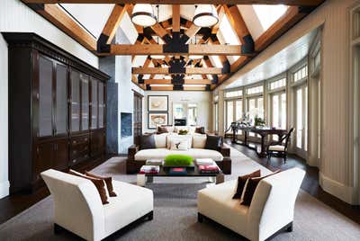 Transitional Entertainment/Cultural Living Room. East Hampton Golf Club by Pembrooke & Ives.