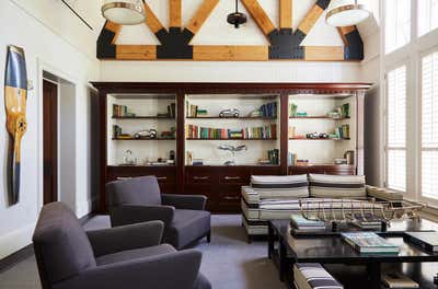 Transitional Entertainment/Cultural Living Room. East Hampton Golf Club by Pembrooke & Ives.