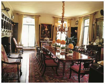 English Country Country House Dining Room. Carrier Hall by William R Eubanks Interior Design Inc..