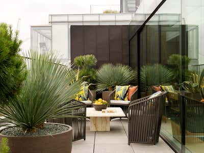 Contemporary Apartment Patio and Deck. Timeless  by Natalia Miyar Atelier.