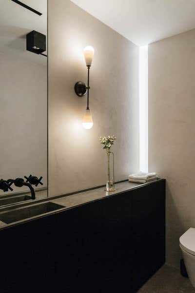 Modern Bachelor Pad Bathroom. Flatiron 2 into 1 by Jae Joo Designs.