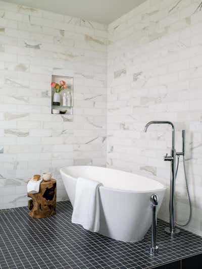  Transitional Apartment Bathroom. Chesapeake Project by Laura Hodges Studio.