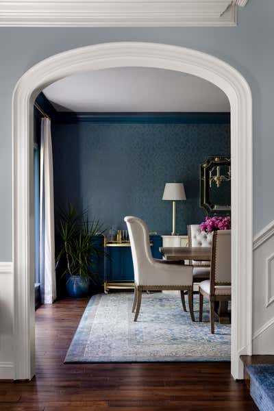  Transitional Country House Dining Room. Green Branch Project by Laura Hodges Studio.