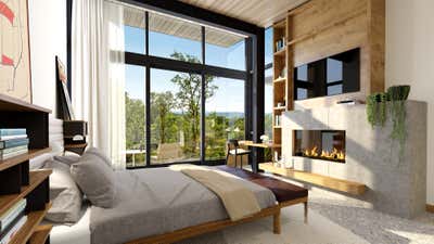  Mid-Century Modern Country House Bedroom. Contemporary Hillside Home by BAR Architects & Interiors.