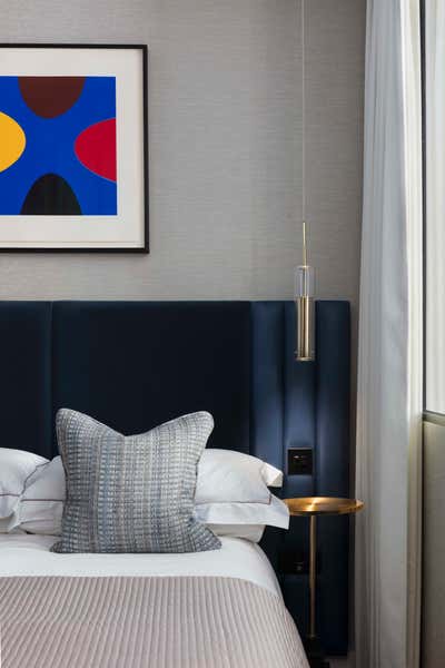  Mid-Century Modern Apartment Bedroom. London pied-à-terre by Shanade McAllister-Fisher Design.