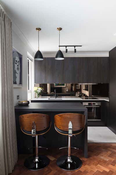  Mid-Century Modern Apartment Kitchen. London pied-à-terre by Shanade McAllister-Fisher Design.