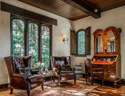  English Country Living Room. Tudor Custom Home by BAR Architects & Interiors.