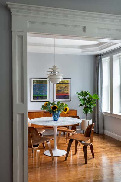  Mid-Century Modern Apartment Dining Room. Prewar Meets Mid-Century by Eleven Interiors LLC.