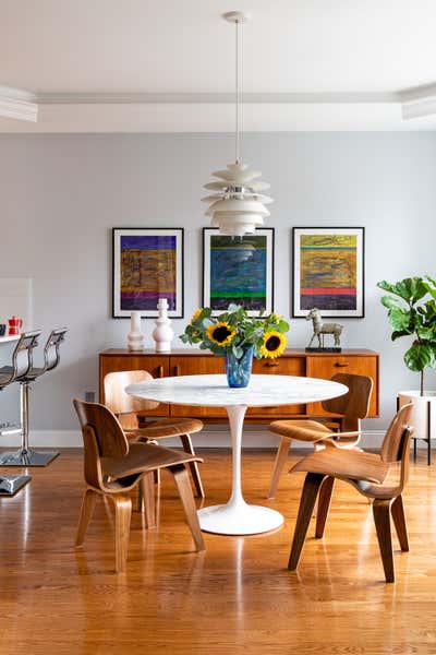  Mid-Century Modern Apartment Dining Room. Prewar Meets Mid-Century by Eleven Interiors LLC.