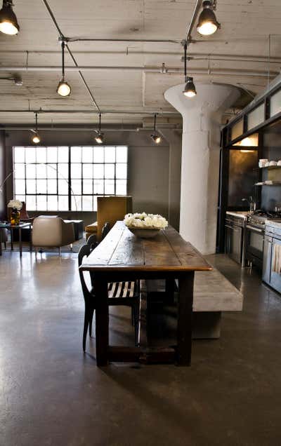  Industrial Apartment Dining Room. DTLA Arts District Loft by Andrea Michaelson Design.