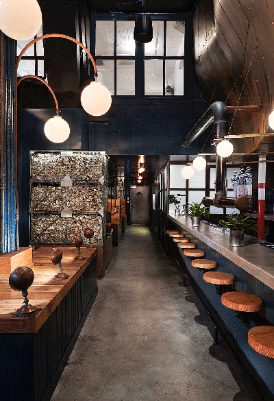 Industrial Restaurant Dining Room. The Hull by Boldt Studio.