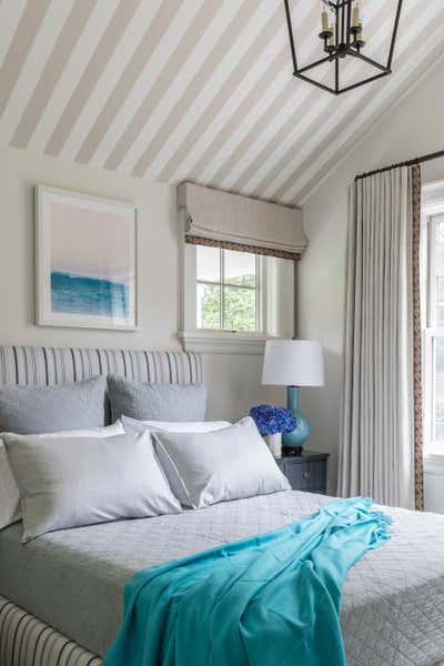  Coastal Eclectic Beach House Bedroom. Water Mill Residence by Bennett Leifer Interiors.
