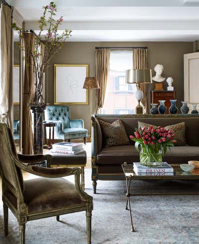  Traditional Eclectic Apartment Living Room. Gramercy Residence 1 by Bennett Leifer Interiors.