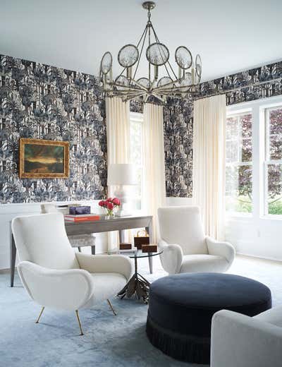 Transitional Family Home Office and Study. Southampton Residence by Bennett Leifer Interiors.