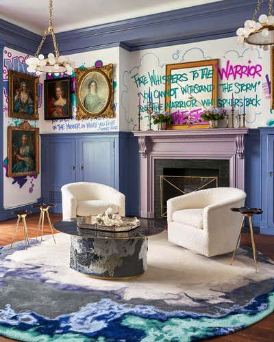  Maximalist Eclectic Entertainment/Cultural Office and Study. 2019 Holiday House Showhouse by Bennett Leifer Interiors.