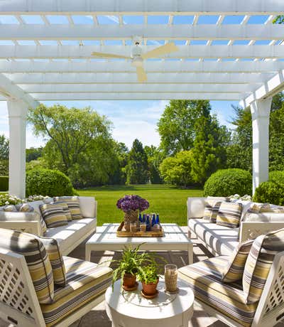 Country Country House Patio and Deck. Hamptons country home by David Kleinberg Design Associates.