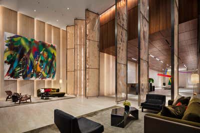  Contemporary Apartment Lobby and Reception. 15 Hudson Yards by Rockwell Group.