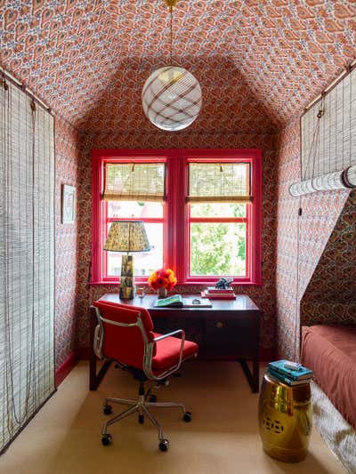  Bohemian Traditional Family Home Office and Study. Larhchmont Victorian by Robin Henry Studio.
