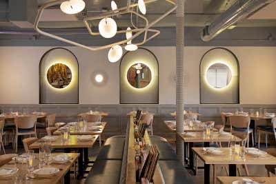  Industrial Craftsman Restaurant Dining Room. Stern + Bow by Meryl Stern Interiors.