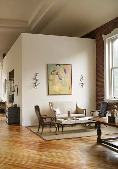  Eclectic Family Home Living Room. Hudson River Loft by Meryl Stern Interiors.