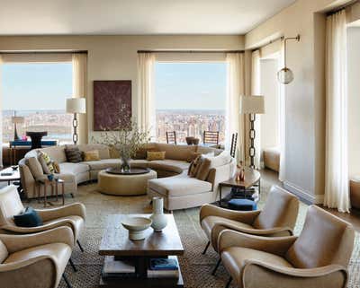 Modern Apartment Living Room. New York Panoramic by Kerry Joyce Associates, Inc..
