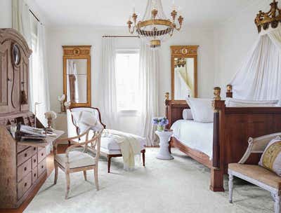  Transitional Family Home Bedroom. Neoclassical Collection by Tara Shaw Design.