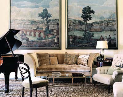  English Country Family Home Living Room. A Classic Los Angeles Home by Kerry Joyce Associates, Inc..