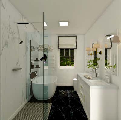  Eclectic Family Home Bathroom. Classic Black and White Bathroom Design and digital images by B Designs.