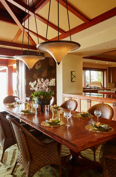 Tropical Transitional Vacation Home Dining Room. Royal Kanae by Willman Interiors / Gina Willman ASID.