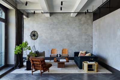  Art Deco Industrial Bachelor Pad Living Room. SoHo Penthouse by Jesse Parris-Lamb.