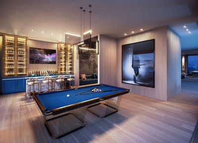  Modern Contemporary Apartment Bar and Game Room. 57 Ocean Penthouse by Sofia Joelsson Design Studio.