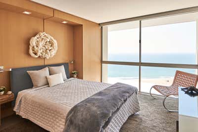 Contemporary Beach House Bedroom. Ocean View Penthouse by Sarah Barnard Design.