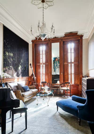  Eclectic Family Home Living Room. Harlem Brownstone by Povero & Company.
