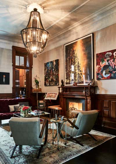  Eclectic Family Home Bar and Game Room. Harlem Brownstone by Povero & Company.