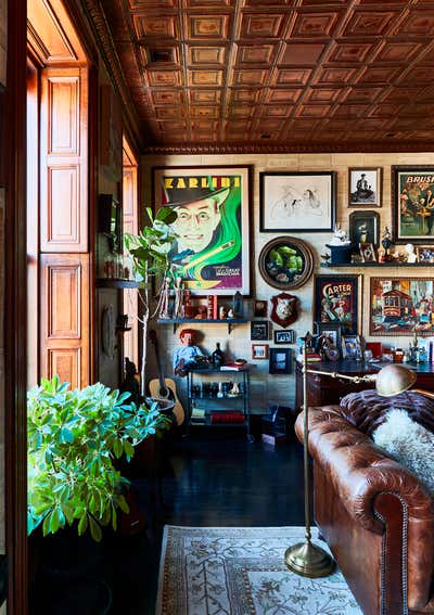  Eclectic Family Home Living Room. Harlem Brownstone by Povero & Company.