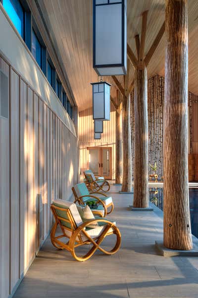  Beach Style Open Plan. Lazy Bear Pool House  by BarlisWedlick Architects LLC.