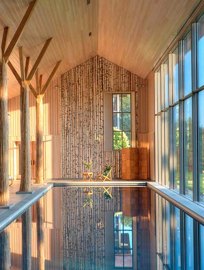  Farmhouse Tropical Open Plan. Lazy Bear Pool House  by BarlisWedlick Architects LLC.