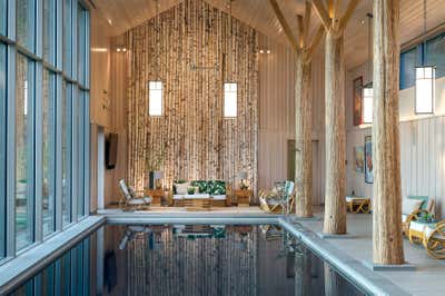  Farmhouse Open Plan. Lazy Bear Pool House  by BarlisWedlick Architects LLC.