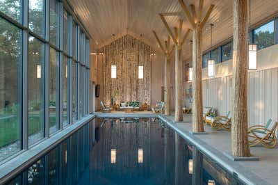  Beach Style Open Plan. Lazy Bear Pool House  by BarlisWedlick Architects LLC.