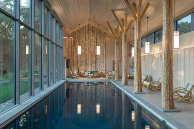  Farmhouse Vacation Home Open Plan. Lazy Bear Pool House  by BarlisWedlick Architects LLC.