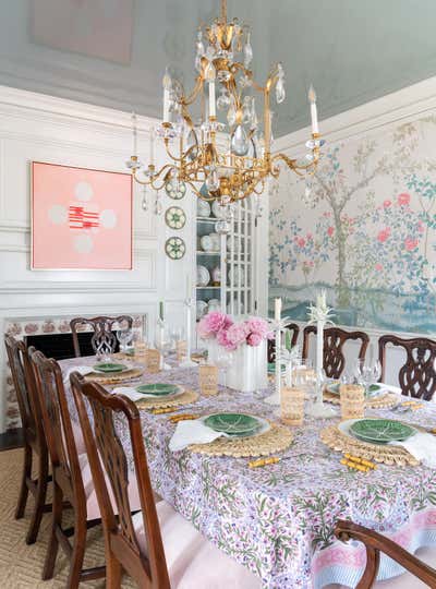  British Colonial Preppy Family Home Dining Room. Project Pemberton by Kristen Nix Interiors.