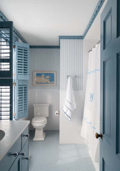  Preppy Transitional Family Home Bathroom. Project Pemberton by Kristen Nix Interiors.