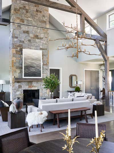  Cottage Country House Living Room. Hudson Valley Residence by Bennett Leifer Interiors.