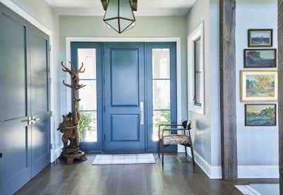  Transitional Country House Entry and Hall. Hudson Valley Residence by Bennett Leifer Interiors.