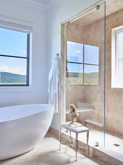  Arts and Crafts Cottage Country House Bathroom. Hudson Valley Residence by Bennett Leifer Interiors.