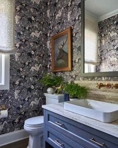  Cottage Country House Bathroom. Hudson Valley Residence by Bennett Leifer Interiors.