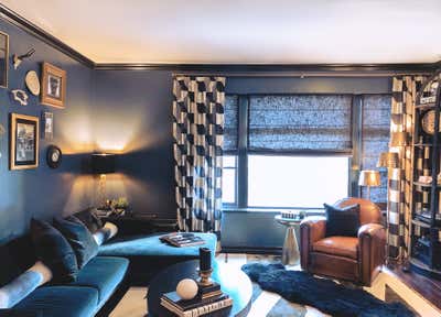  Hollywood Regency Living Room. Moody + Masculine City Apartment by Taya Aleksa Interiors.