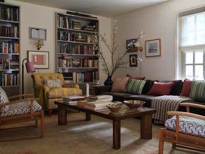  Bohemian Art Deco Family Home Living Room. West Village Townhouse by Casey Kenyon Studio.