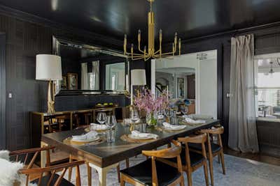  Hollywood Regency Maximalist Dining Room. MCM Montclair by Laura Saltzmann Interior Design.