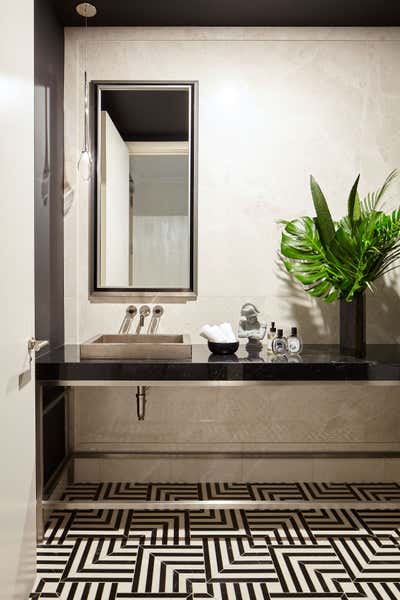  Hollywood Regency Bathroom. 200 Amsterdam Model Residence by Bennett Leifer Interiors.